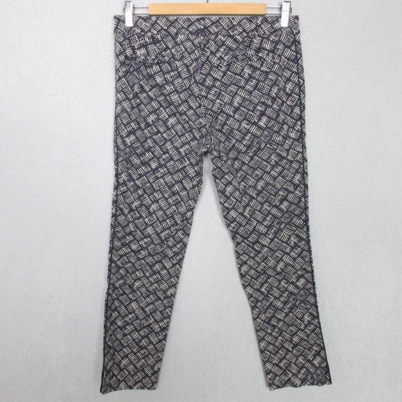 Anthropologie Cartonnier Charlie Ankle Pants Geometric Print Navy Blue 8 - Picture 2 of 9